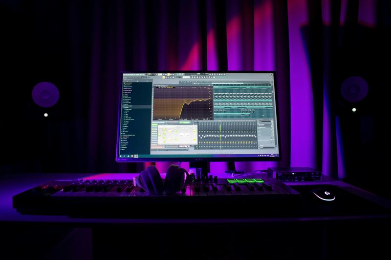 Music software on a studio screen
